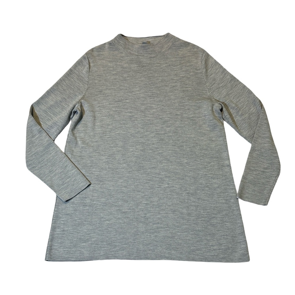 COS women’s M Medium gray solid 100% wool round k neck sweater EUC